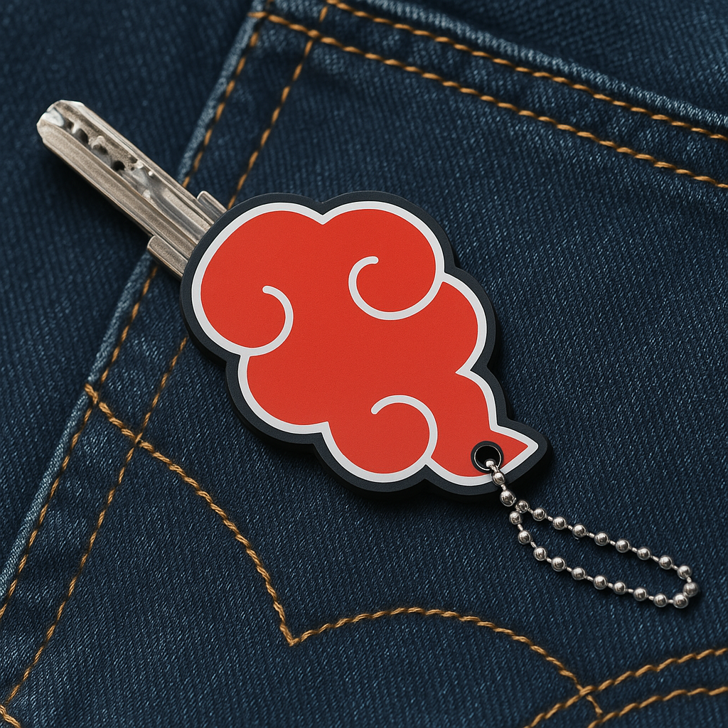 Akatsuki PVC key cover with red cloud design inspired by Naruto – Akira Gallery
