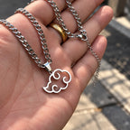 Akatsuki Stainless Steel Necklacefrom anime Naruto held by hand