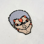 Detail of Armored Titan embroidered patch showing textured stitching – anime patch – Akira Gallery
