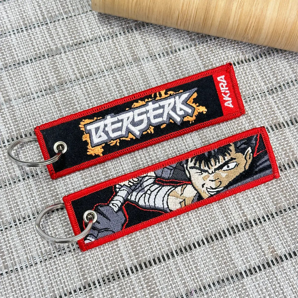 Berserk Embroidered Keychain Featuring Guts and the logo