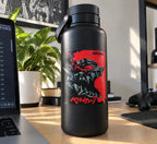 Berserk Anime Sticker displayed on a black bottle