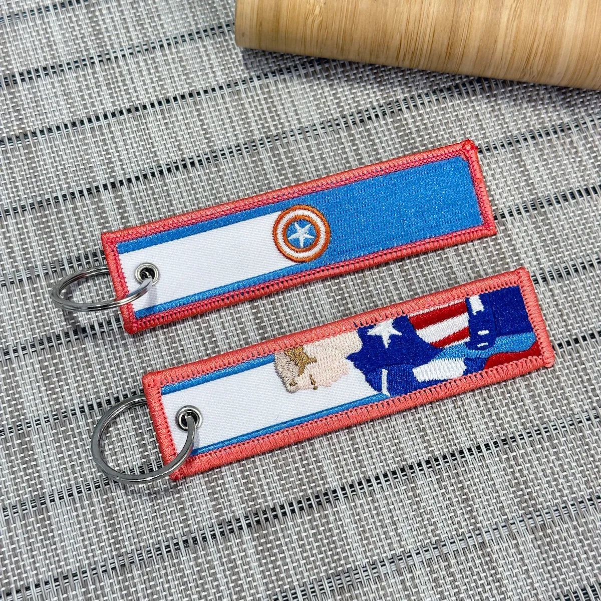 Captain America Embroidered Keychain