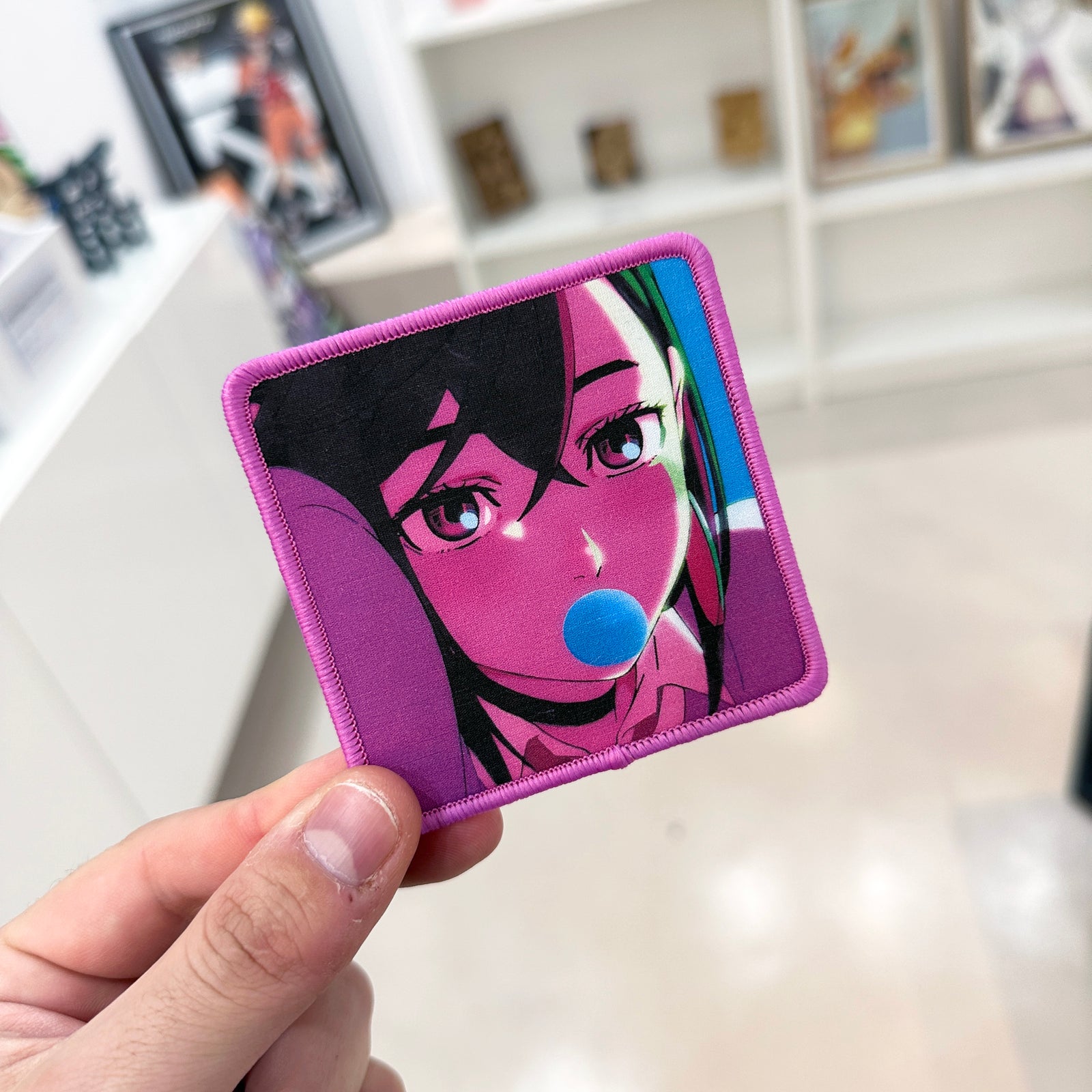 Detail of Momo Ayase inspired sublimated patch with iron-on backing
