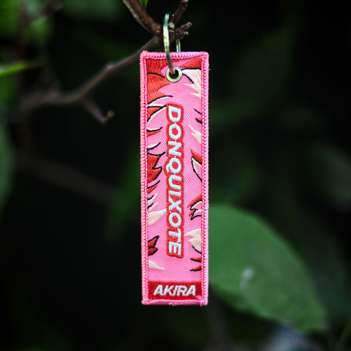 Back view of Donquixote Doflamingo embroidered keychain – anime keychain – Akira Gallery
