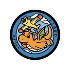 Dragonite Pokémon Poké Lid vinyl sticker featuring Japanese manhole cover artwork