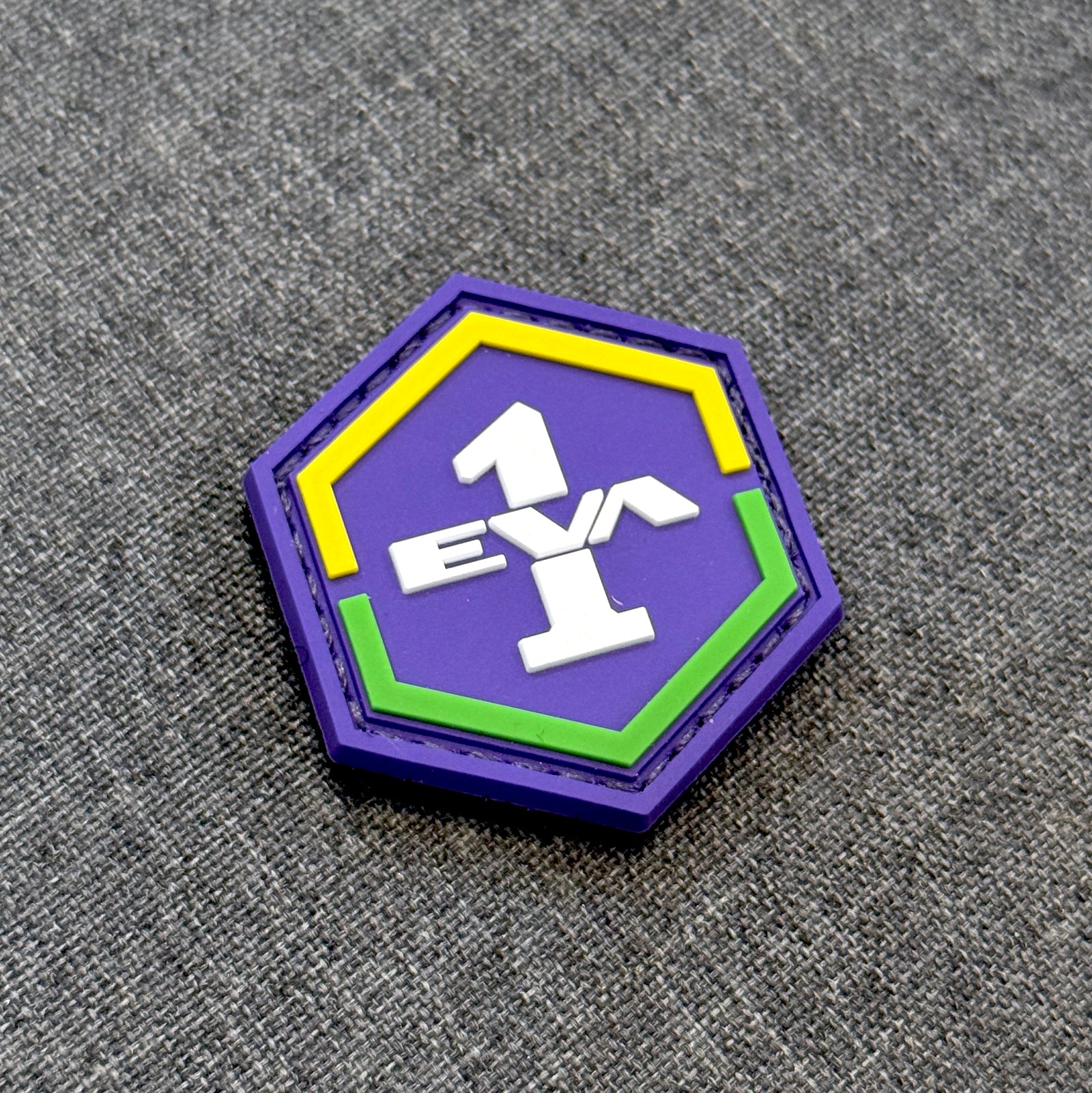 Display view of EVA-01 PVC patch with velcro backing – Akira Gallery
