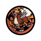Entei Pokémon Poké Lid vinyl sticker featuring Japanese manhole cover artwork