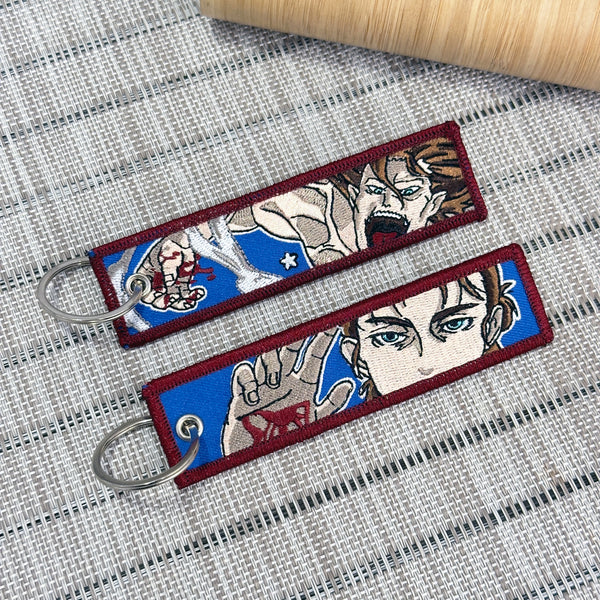Eren Yeager embroidered anime keychain inspired by Attack on Titan – Akira Gallery
