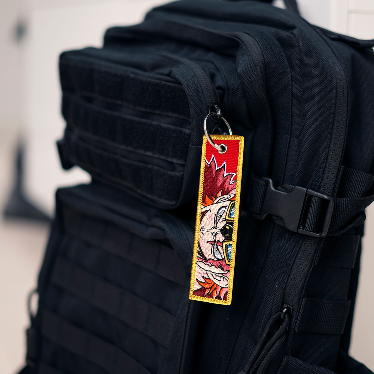 Detail of Eustass Kid embroidered keychain – soft fabric anime keychain – Akira Gallery
