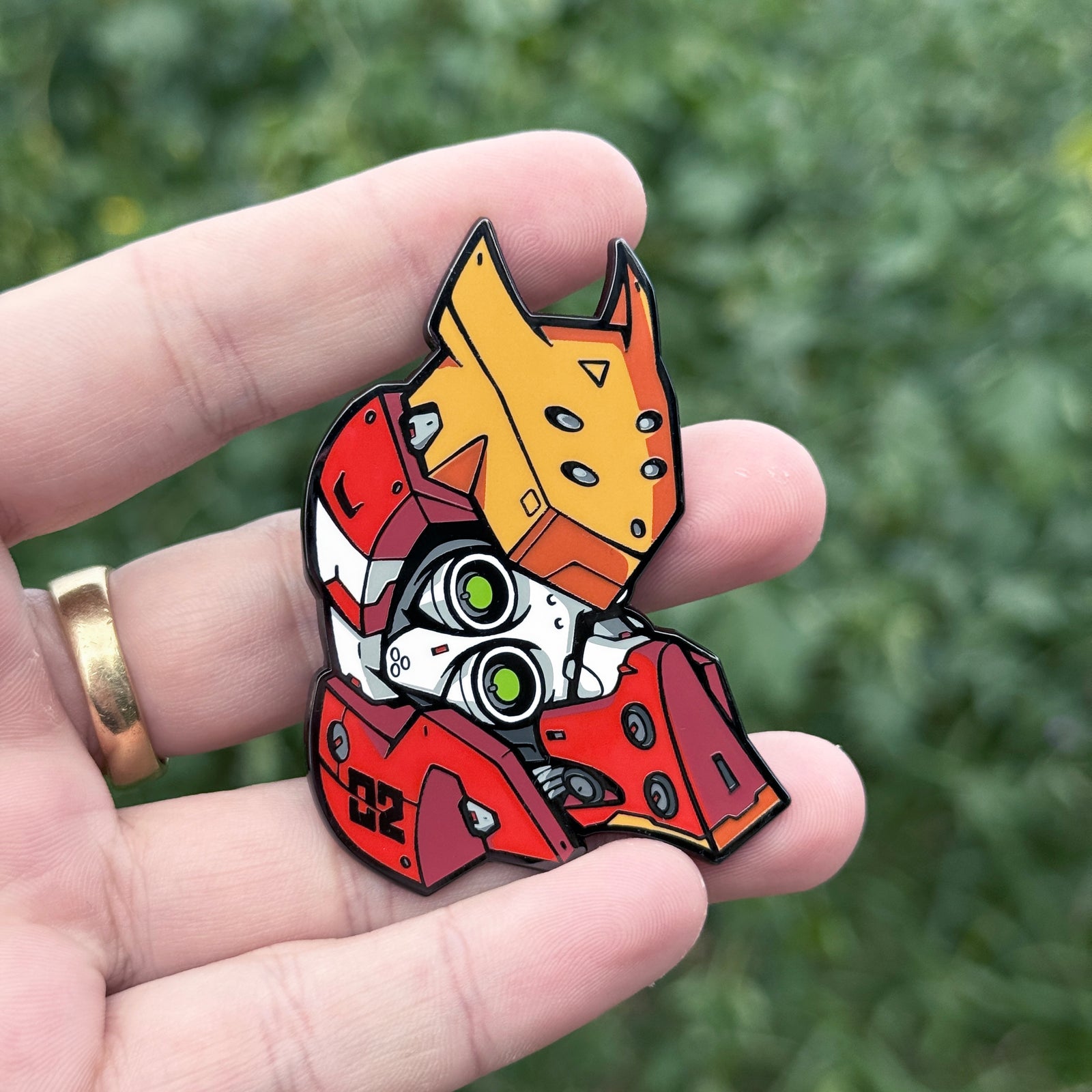 Eva 02 Enamel Pin – Evangelion Anime Collectible Brooch | Akira Gallery