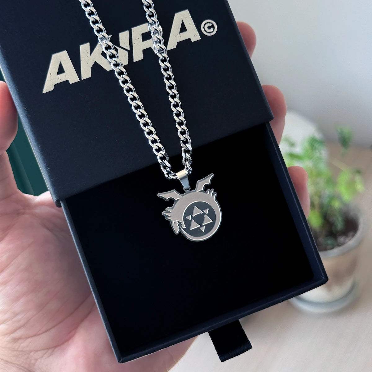 Ouroboros Stainless Steel Necklace in a box inspired by Anime Fullmetal Alchemist - Akira Gallery