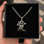 Gaara Stainless Steel Necklace Kanji Love inspired by anime Naruto