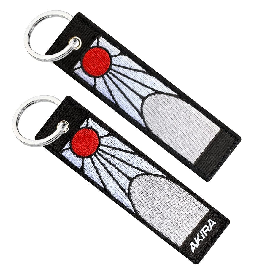 Display of Hanafuda earrings embroidered keychain inspired by Tanjiro – Akira Gallery
