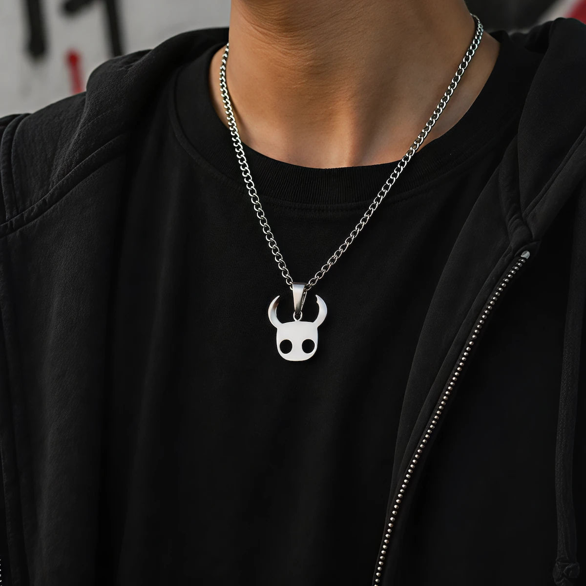 Hollow Knight Hero Stainless Steel Necklace inspired by Hollow Knight Game on Display - Akira Gallery