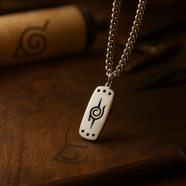 Itachi headband necklace inspired by iconic anime character
