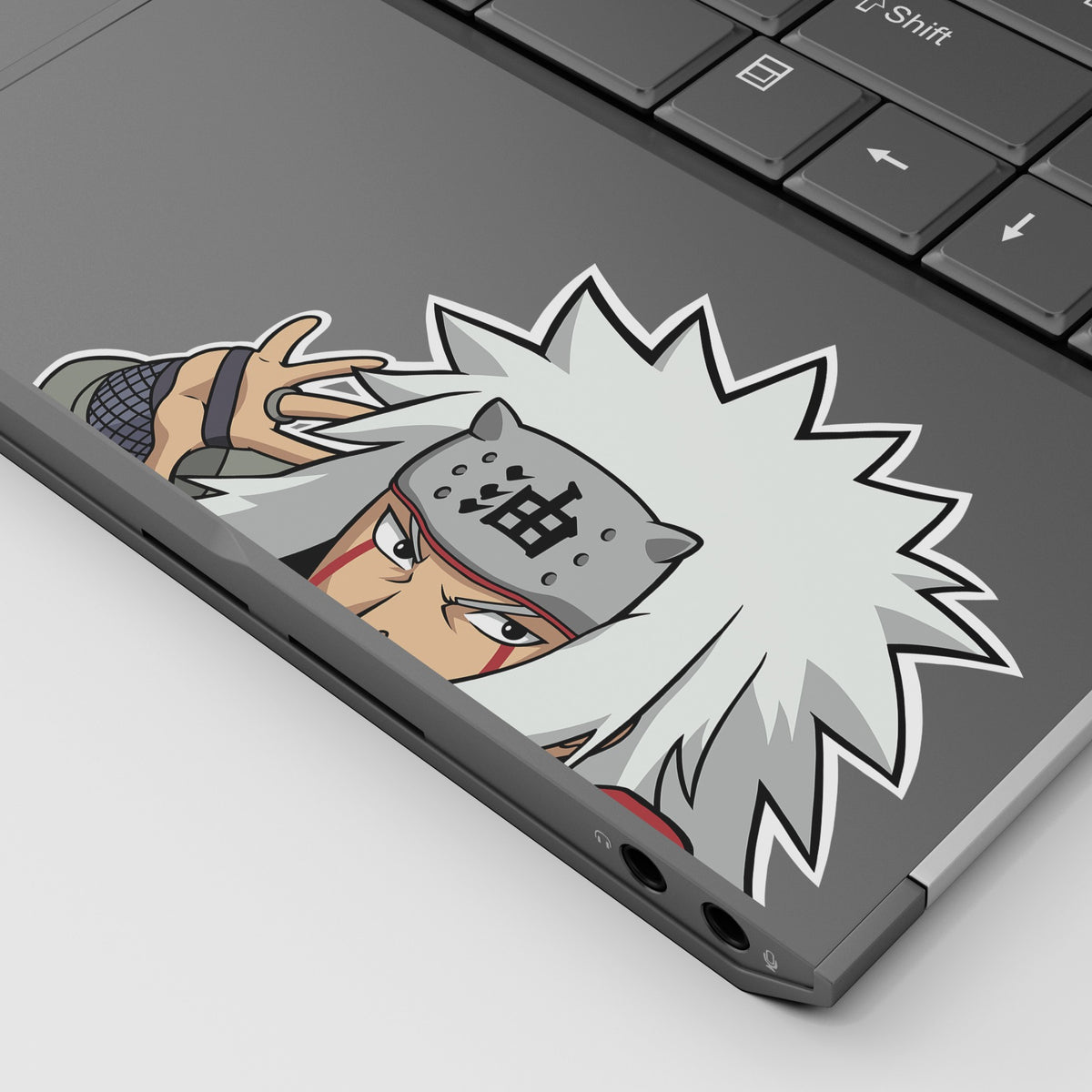 Jiraiya Vinyl Sticker displayed on laptop