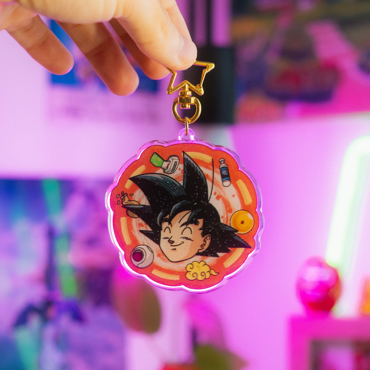 Goku Acrylic Keychain On Display Inspired by the Anime Dragon Ball - Akira Gallery