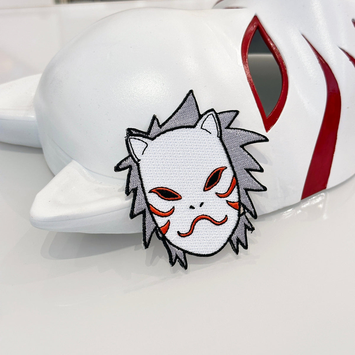 Detail of Kakashi ANBU embroidered patch showing textured stitching – anime patch – Akira Gallery
