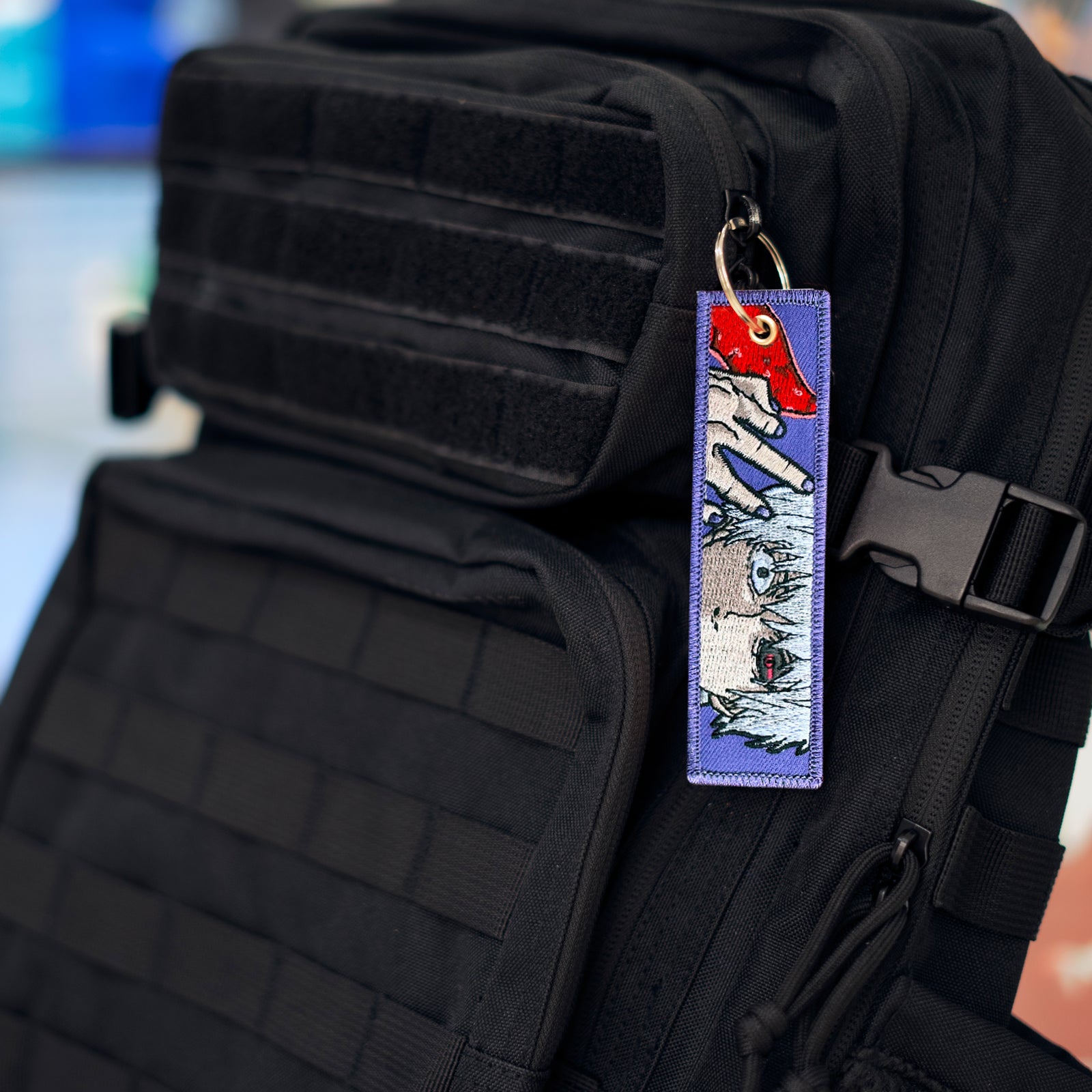 Detail of Ken Kaneki embroidered keychain – soft fabric anime keychain – Akira Gallery
