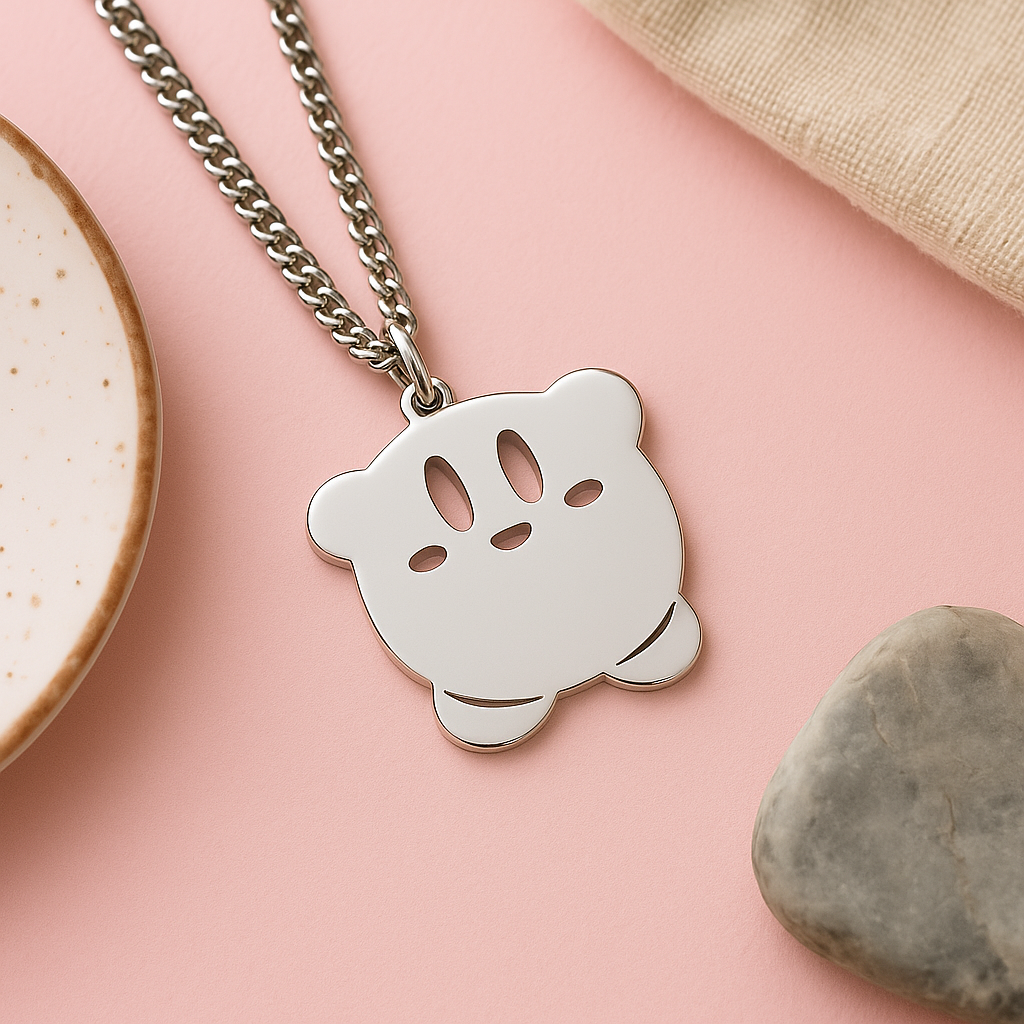 Kirby necklace inspired by classic video game character
