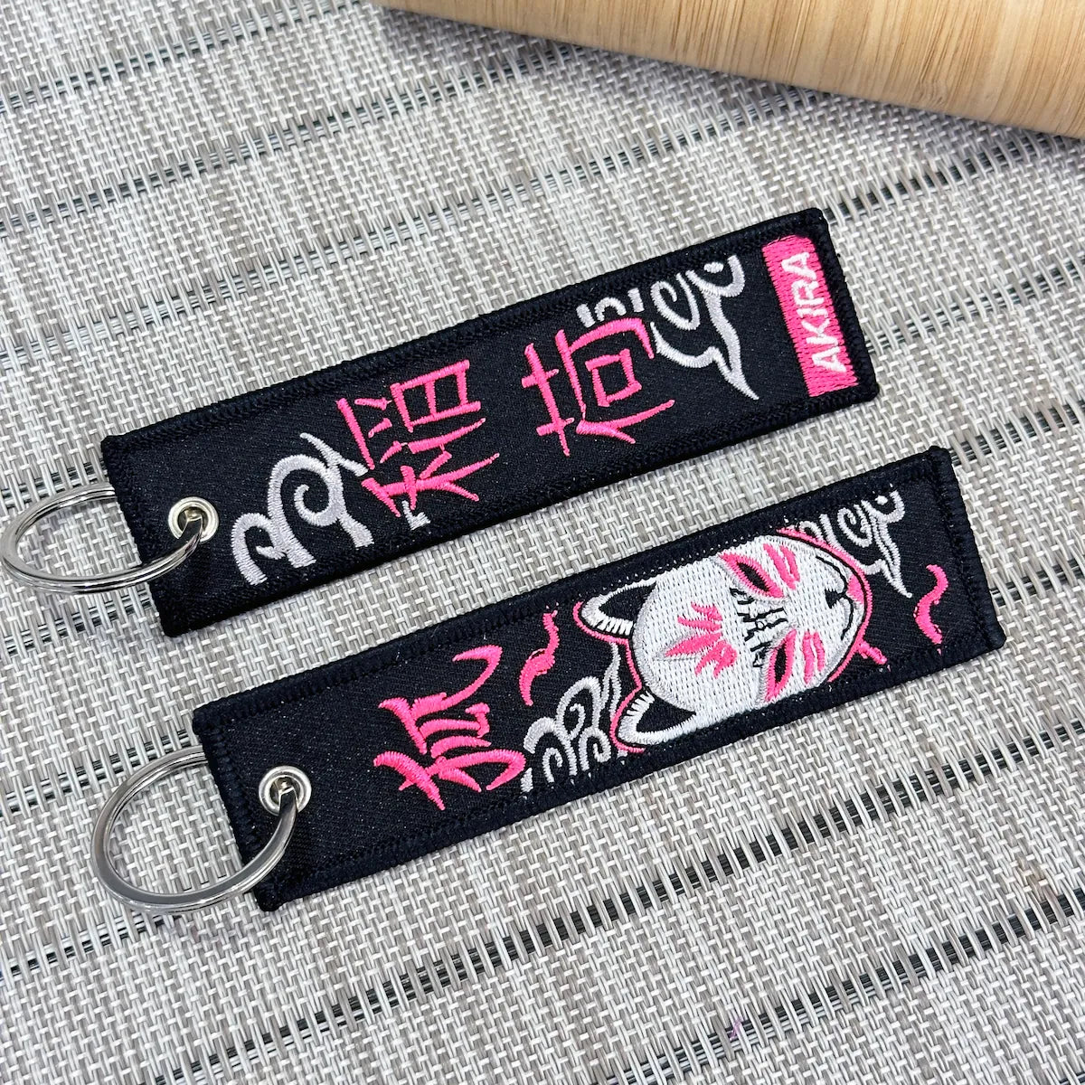 Kitsune embroidered keychain inspired by Japanese fox folklore – Akira Gallery