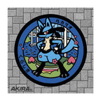 Lucario Pokémon Poké Lid vinyl sticker featuring Japanese manhole cover artwork
