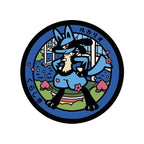 Lucario Pokémon Poké Lid vinyl sticker featuring Japanese manhole cover artwork