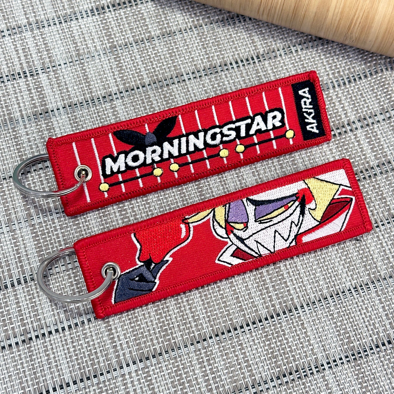 Lucifer embroidered anime-style keychain inspired by Hazbin Hotel – Akira Gallery
