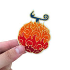 Embroidered Mera Mera no Mi patch from One Piece, iron-on anime patch with flame fruit design