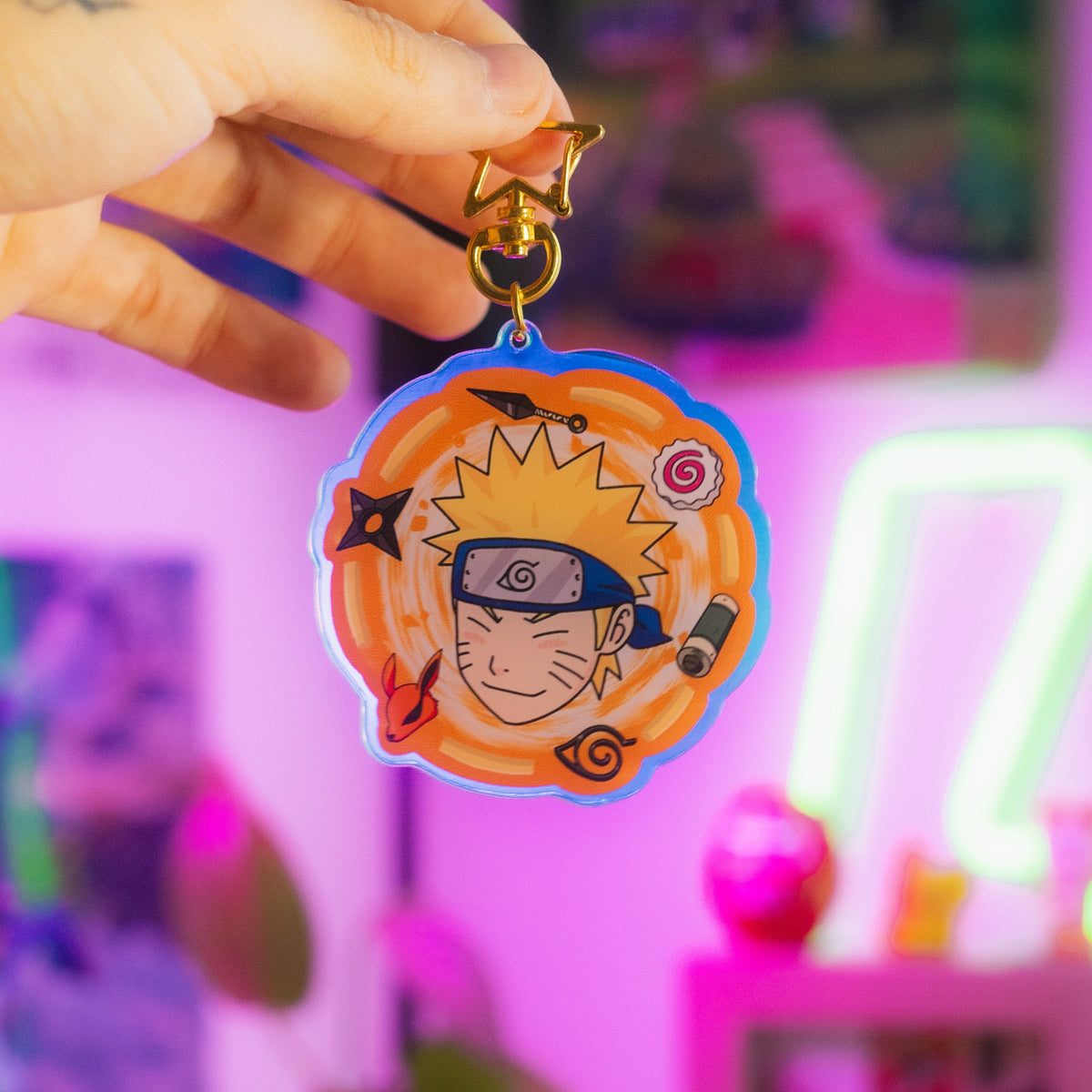 Naruto Acrylic Keychain on Display Inspired by the Anime Naruto - Akira Gallery