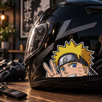 Naruto Vinyl Sticker from Anime Naruto Displayed on a Helmet