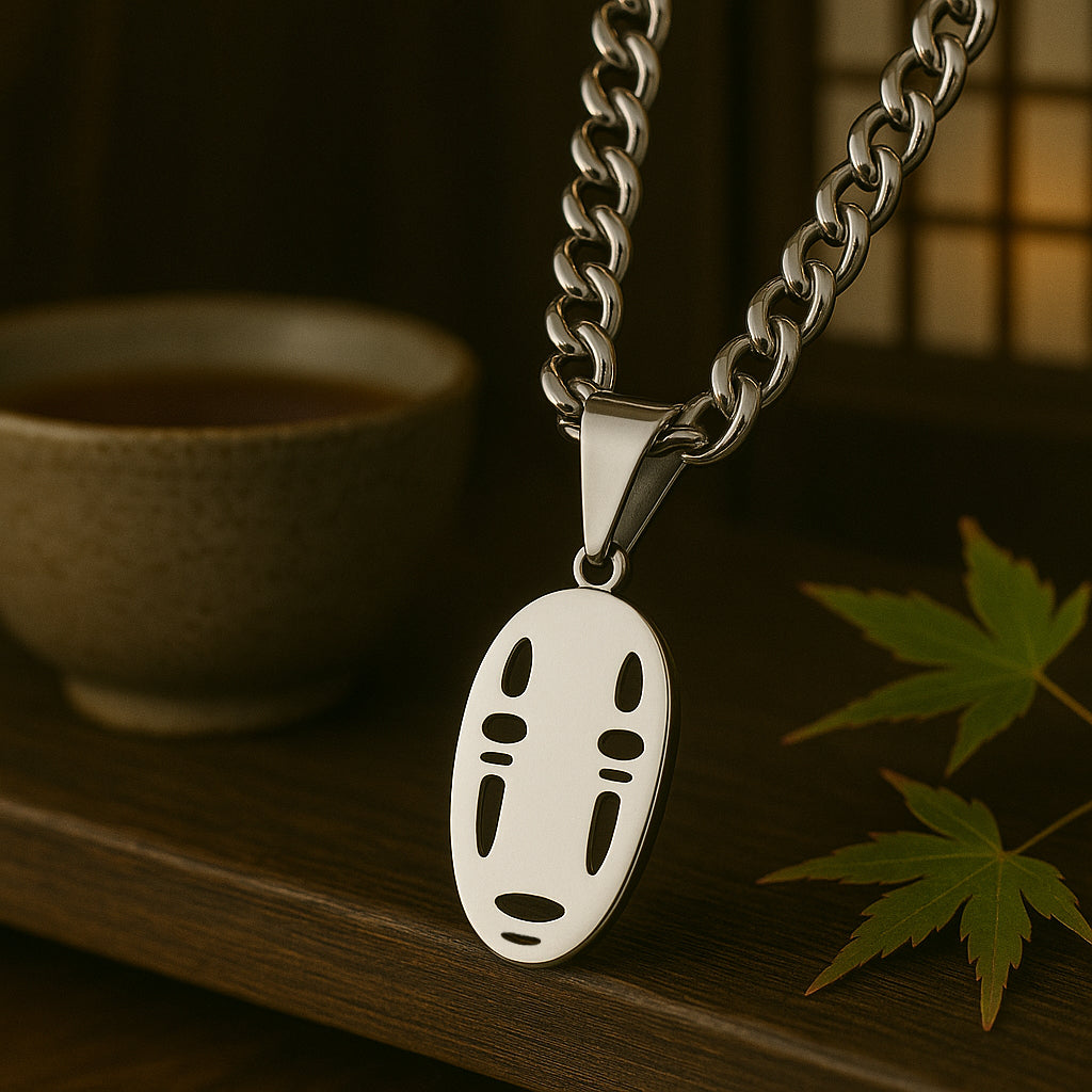 Kaonashi mask necklace inspired by Spirited Away anime
