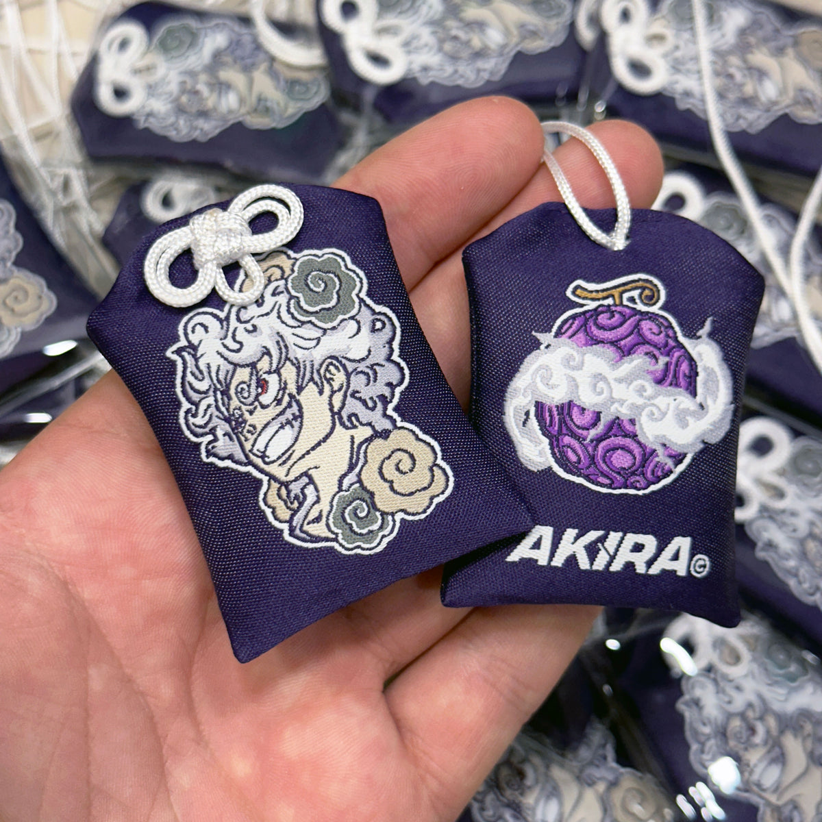 Anime-inspired Luffy Gear Five Japanese style omamori charm
