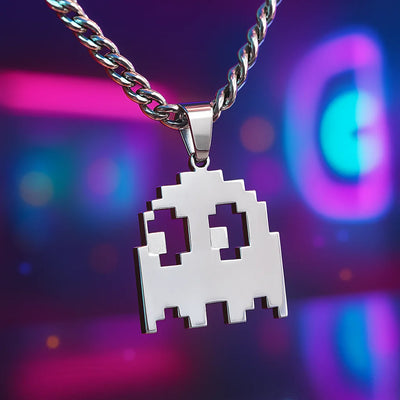 Pac Man Ghost Stainless Steel Necklace inspired by Pac Man - Akira Gallery
