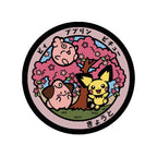 Pokémon Poké Lid vinyl sticker featuring Pichu, Igglibuff and Cleffa in a Japanese manhole cover artwork