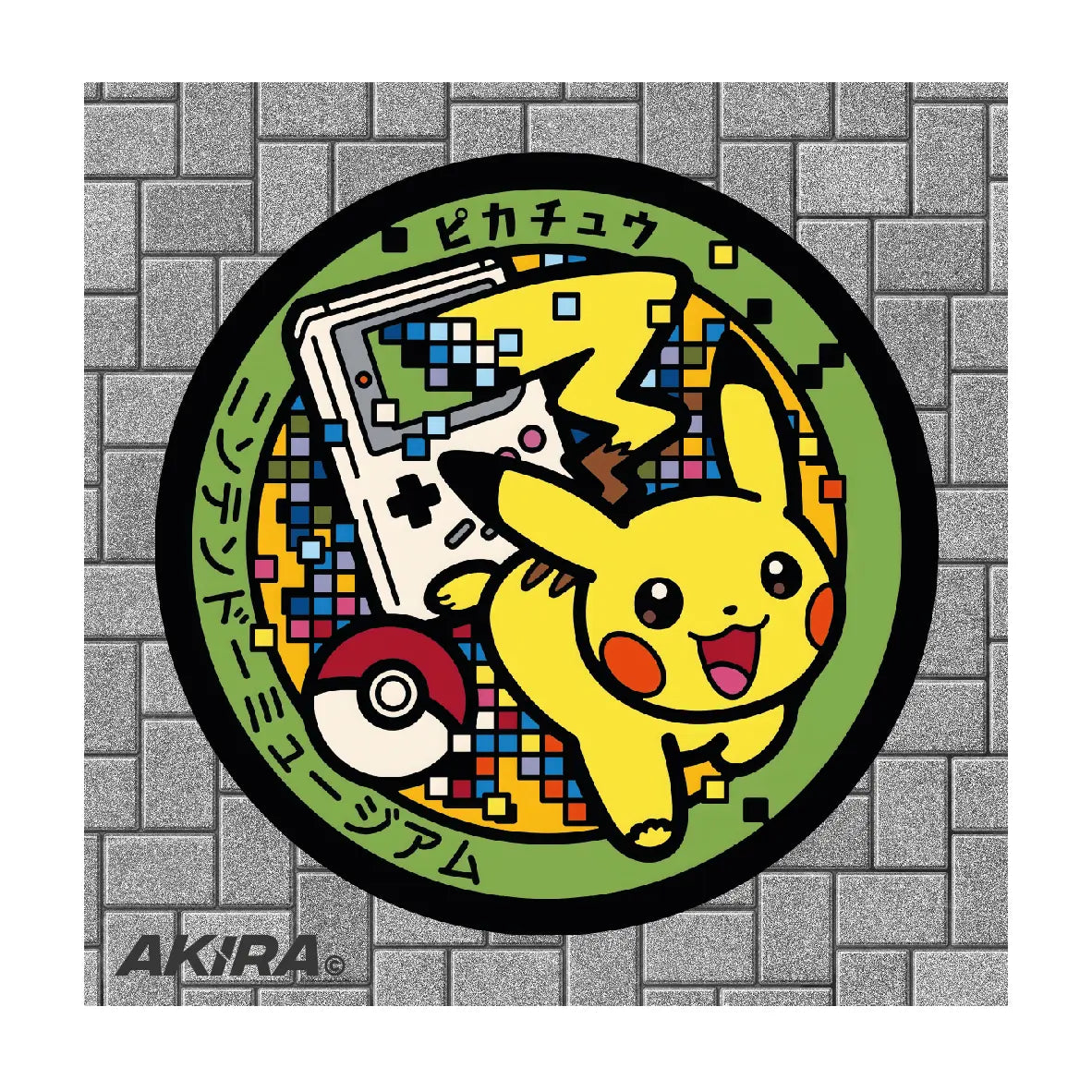 Pikachu Pokémon Poké Lid vinyl sticker featuring Japanese manhole cover artwork