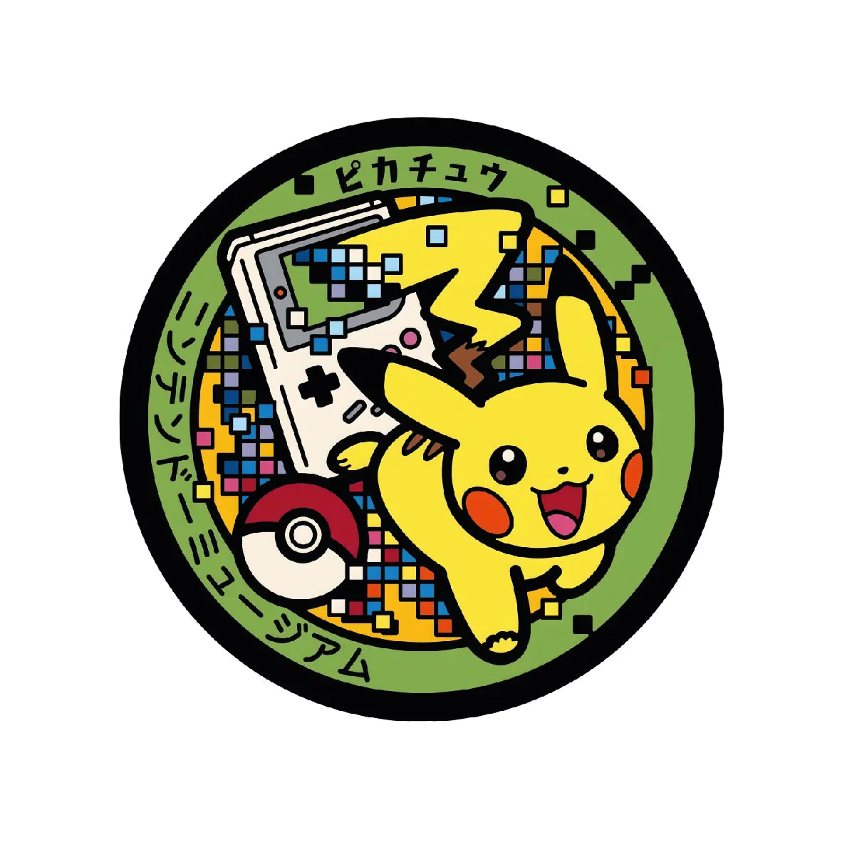 Pikachu Pokémon Poké Lid vinyl sticker featuring Japanese manhole cover artwork