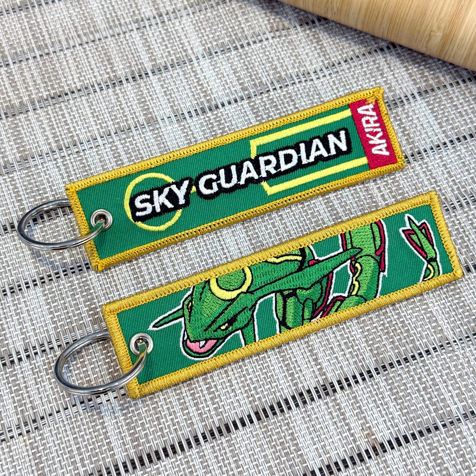 Rayquaza embroidered anime keychain inspired by Pokémon – Akira Gallery
