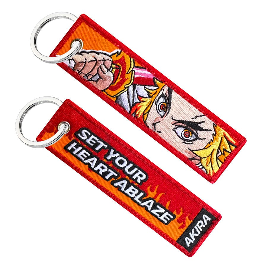 rengoku demon slayer kimetsu no yaiba keychain keytag jet tag key ring anime manga
