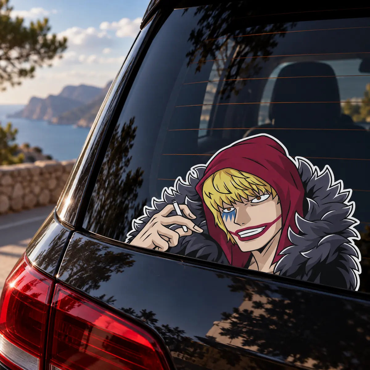Corazon Vinyl Sticker in a peeker style from anime One Piece