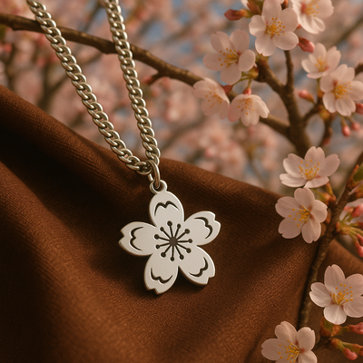 Sakura flower necklace inspired by Japanese culture and anime
