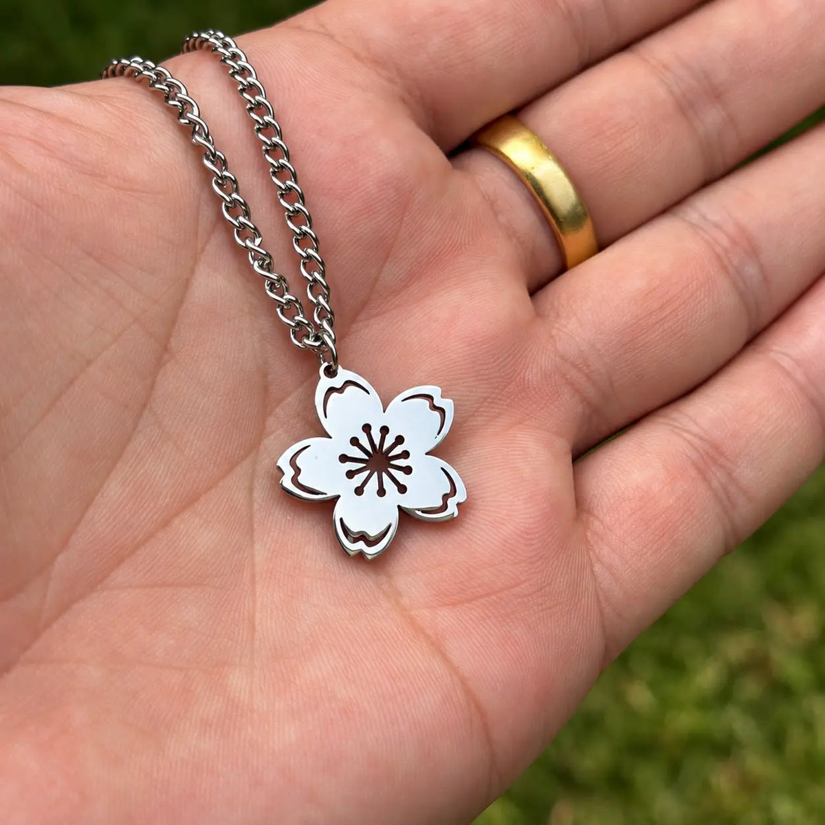 Sakura Blossom Stainless Steel Necklace inspired in Japan