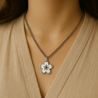Minimalist Japanese cherry blossom Pendant stainless Steel Necklace
