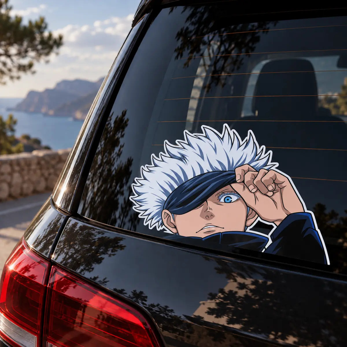 Satoru Gojo Vinyl Sticker in a peeker style from anime Jujutsu Kaisen