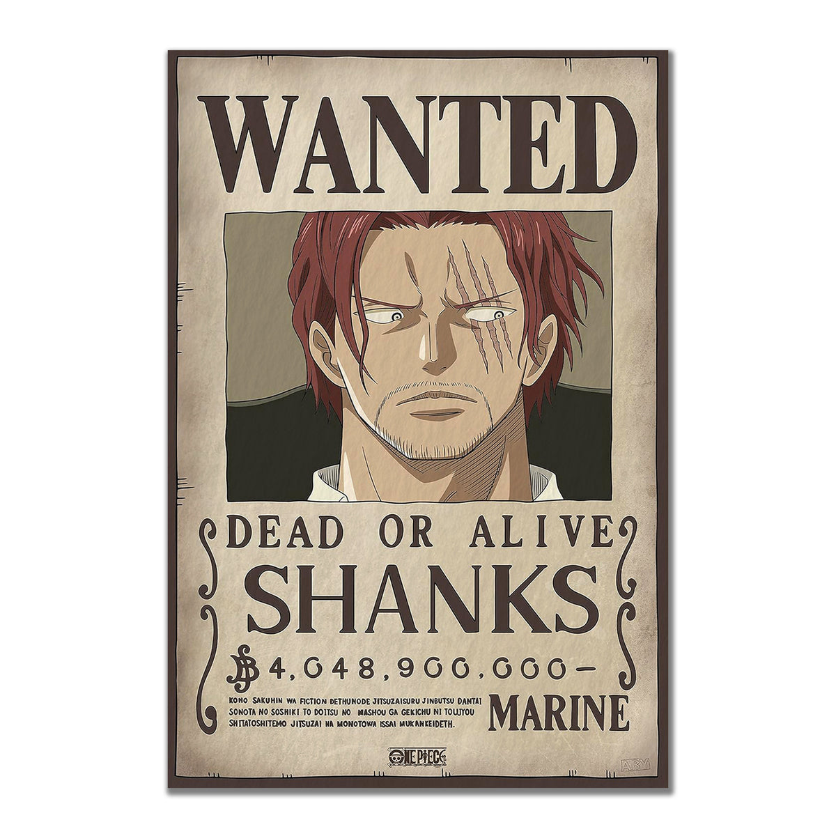 Shanks Wanted poster vinyl sticker inspired by One Piece