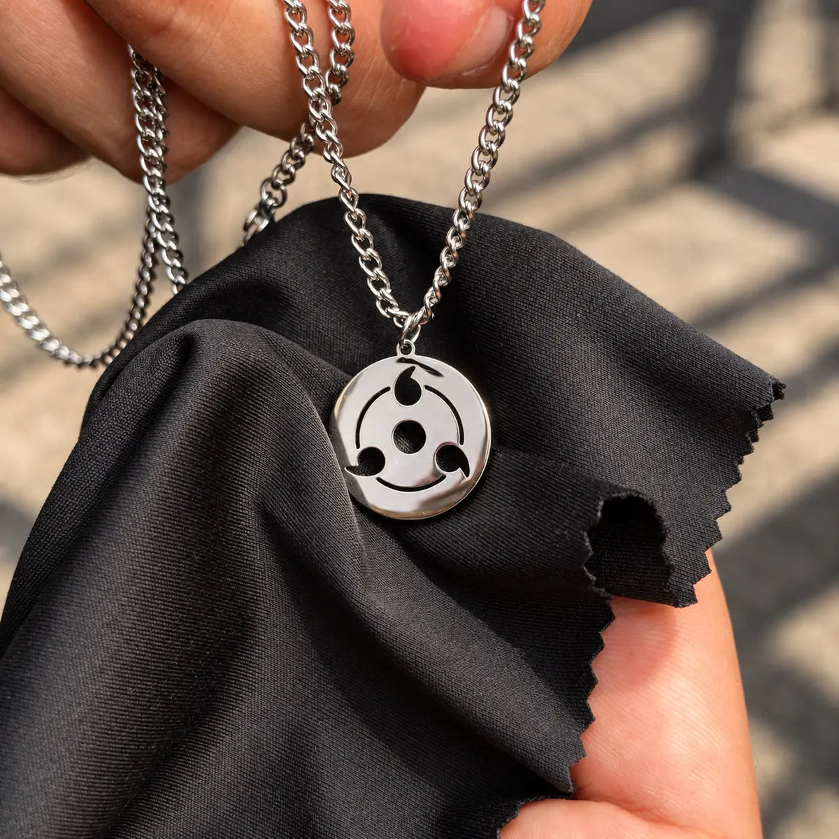 Sharingan stainless steel Pendant and chain from anime Naruto