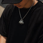 Alien Pixel Stainless Steel Necklace inspired by Space Invaders on Display - Akira Gallery