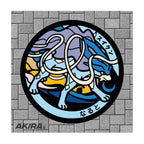 Suicune Pokémon Poké Lid vinyl sticker featuring Japanese manhole cover artwork