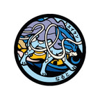 Suicune Pokémon Poké Lid vinyl sticker featuring Japanese manhole cover artwork