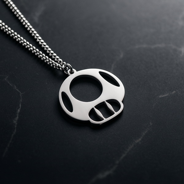 Super Mushroom necklace inspired by classic Mario Bros game
